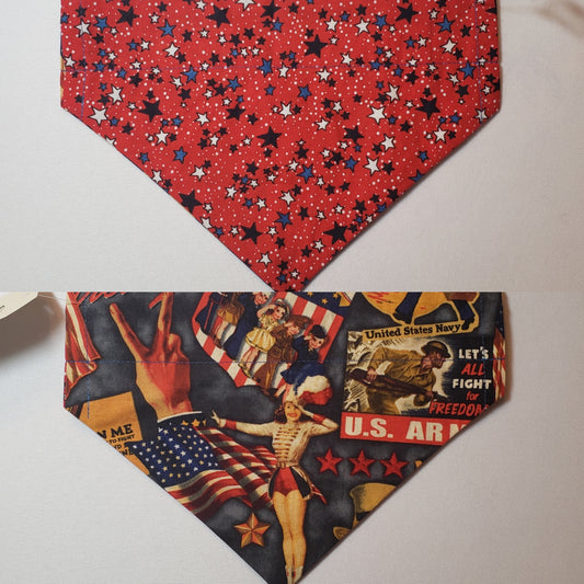 Patriotic Cartoon Stars on Red & Vintage Patriotic Posters Over-the-Collar Pet Bandana