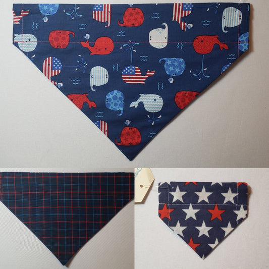 Patriotic Whales Over-the-Collar Pet Bandana