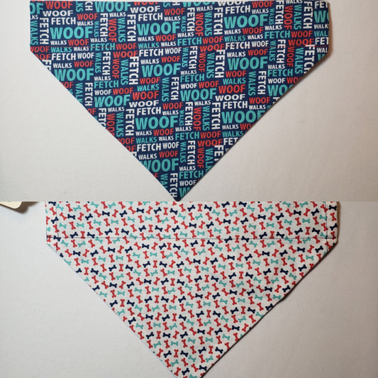 Dog Words on Navy Over-the-Collar Pet Bandana