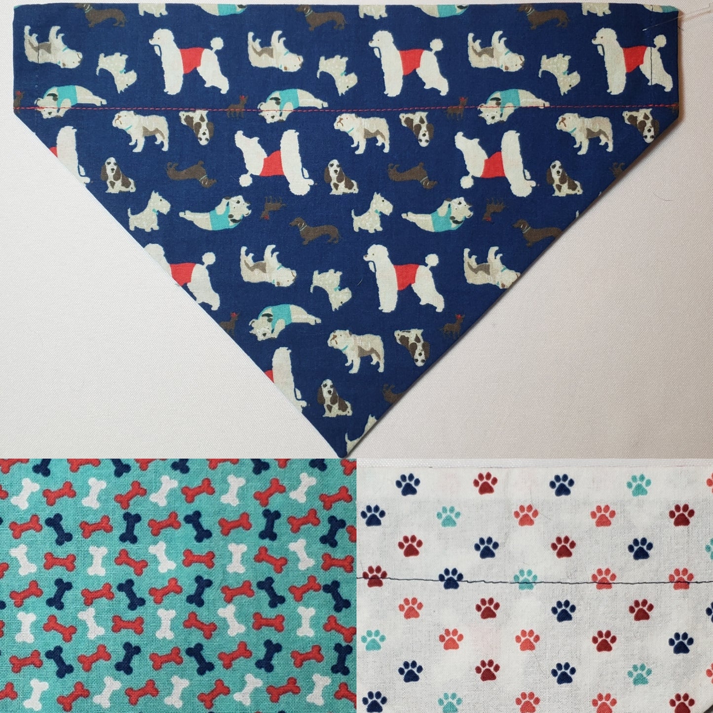 Dogs on Navy Over-the-Collar Pet Bandana