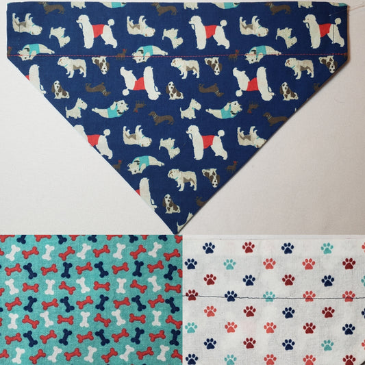 Dogs on Navy Over-the-Collar Pet Bandana