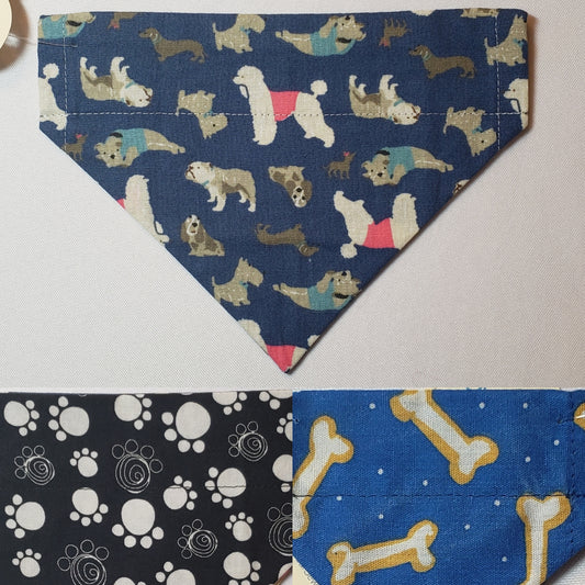 Dogs on Slate Blue Over-the-Collar Pet Bandana
