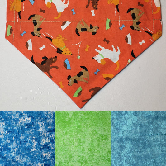 Cartoon Dogs on Orange Over-the-Collar Pet Bandana