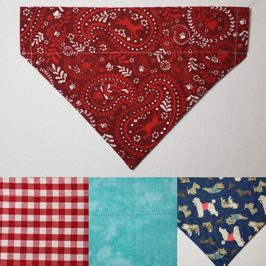 Red Dog Bandana Print Over-the-Collar Pet Bandana