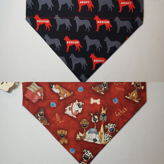 Adopt / Rescue on Black Over-the-Collar Pet Bandana
