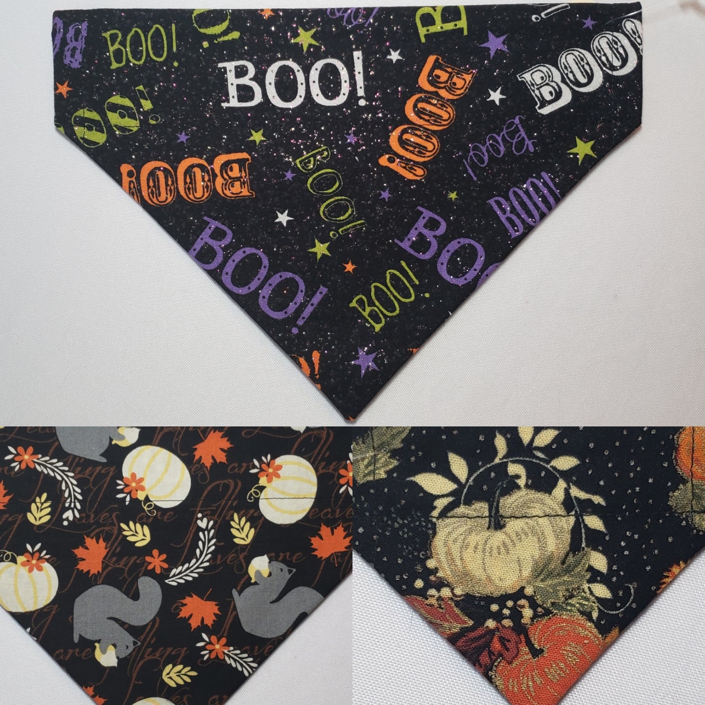 Halloween Glitter "Boo!" Over-the-Collar Pet Bandana