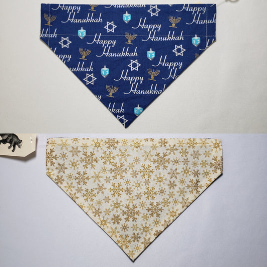 "Happy Hanukkah" Over-the-Collar Pet Bandana