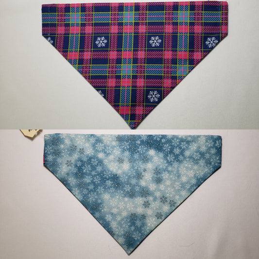 Winter Snowflake Plaid Over-the-Collar Pet Bandana
