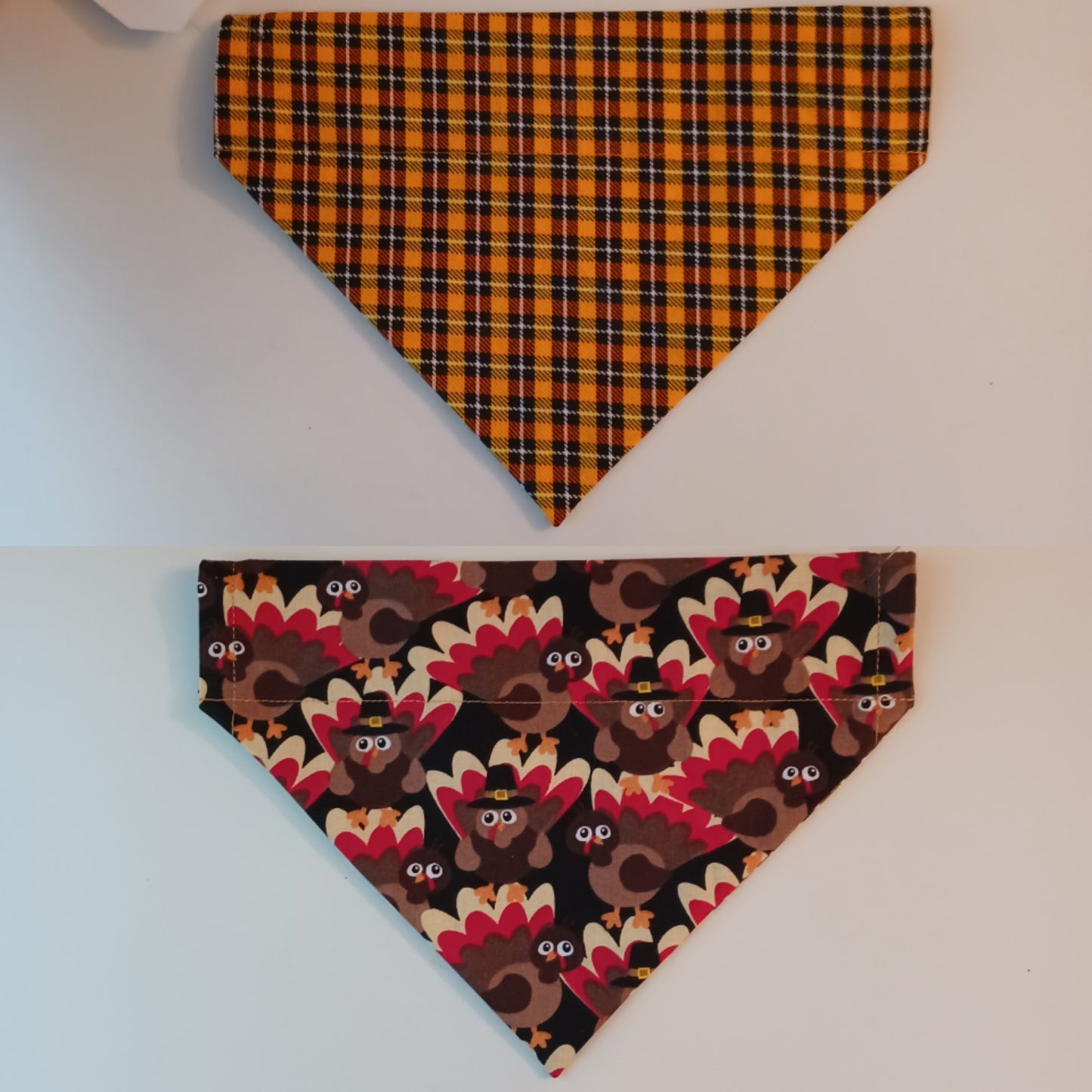 Halloween Plaid / Thanksgiving Turkeys Over-the-Collar Pet Bandana