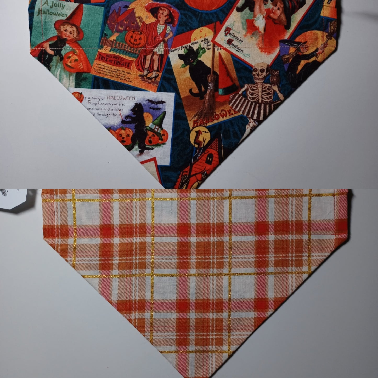 Vintage Witch / Autumn Plaid with Gold Over-the-Collar Pet Bandana