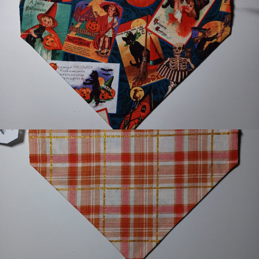 Vintage Witch / Autumn Plaid with Gold Over-the-Collar Pet Bandana