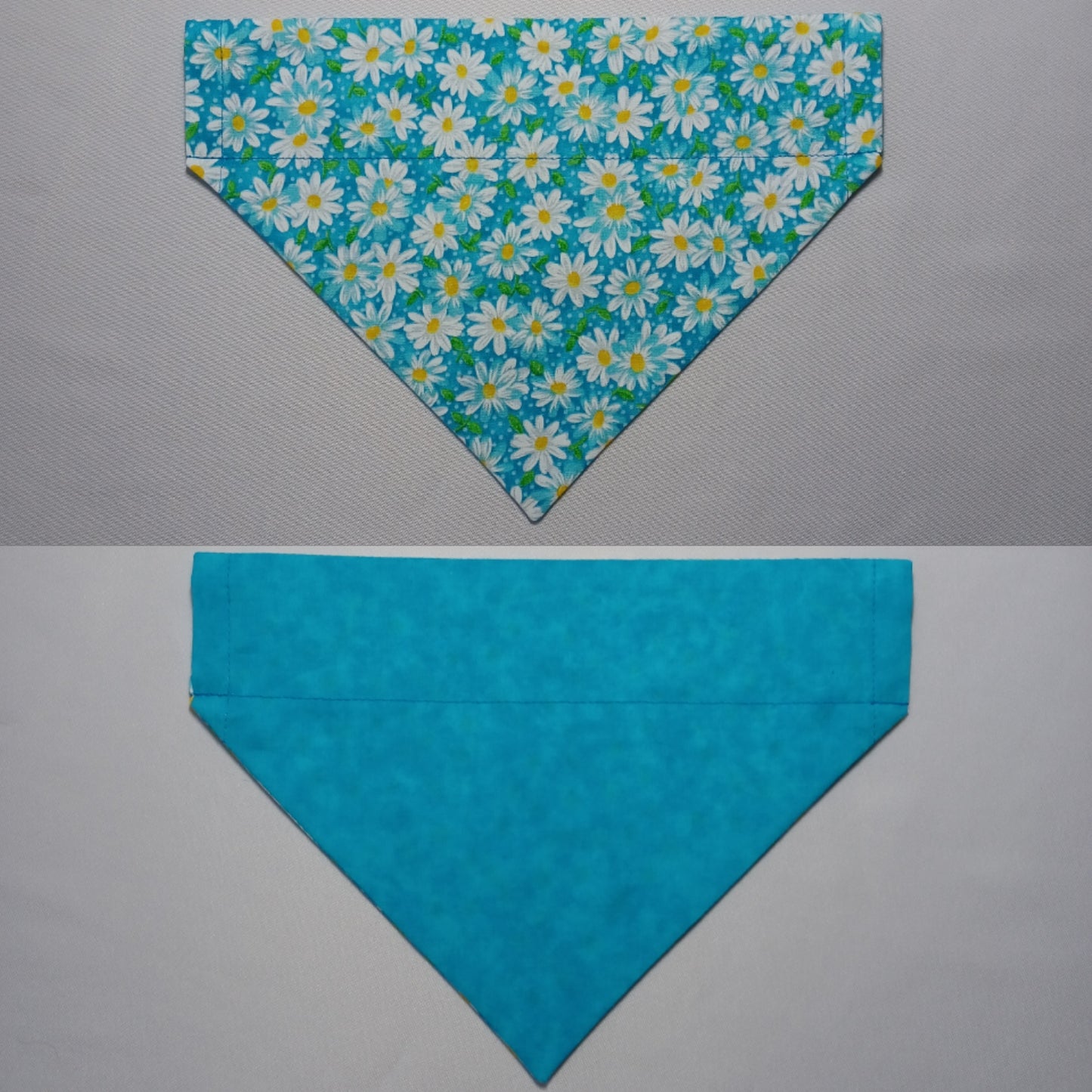Daisies on Blue / Bright Blue Marbled Over-the-Collar Pet Bandana