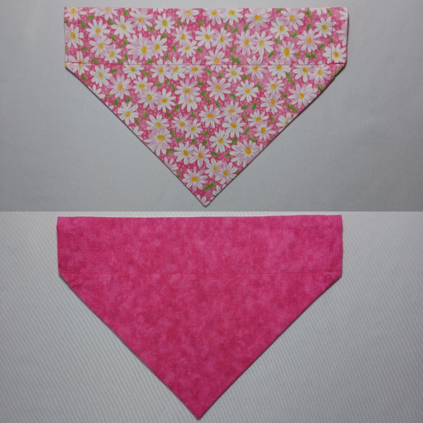 Daisies on Pink / Bright Pink Marbled Over-the-Collar Pet Bandana