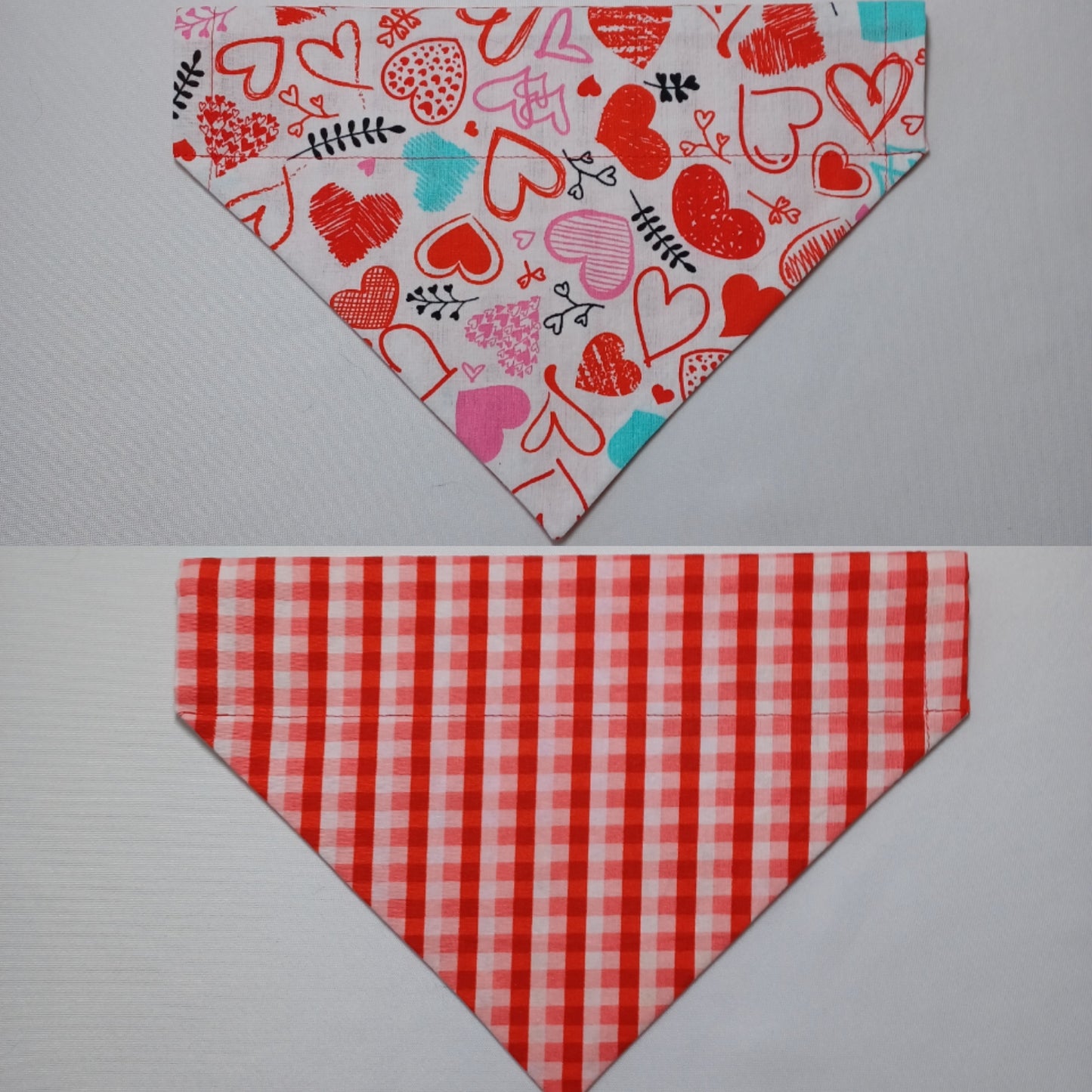 Doodle Hearts / Valentine Plaid Over-the-Collar Pet Bandana