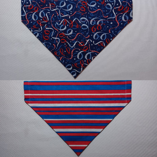 Patriotic Confetti / Patriotic Stripes Over-the-Collar Pet Bandana