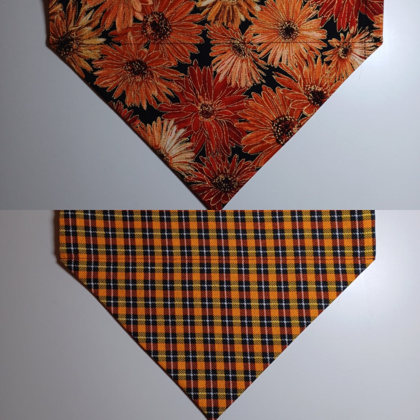 Autumn Mums / Halloween Plaid Over-the-Collar Pet Bandana