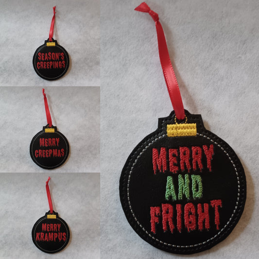 Spooky Christmas Greetings Embroidered Ornament Collection