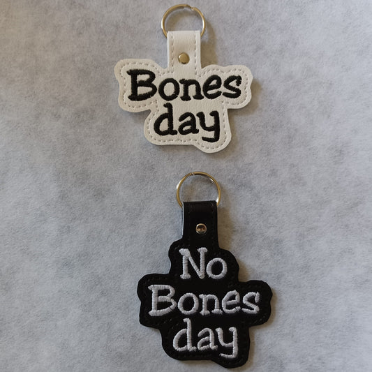 Bones Day/No Bones Day Embroidered Vinyl Key Ring (Set of 2)