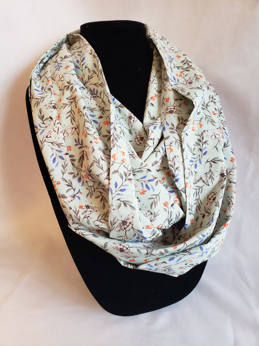 Lightweight Silky Infinity Scarf in Butterflies