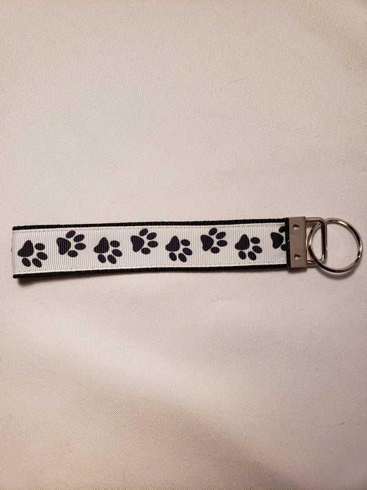 Paws on White Key Fob