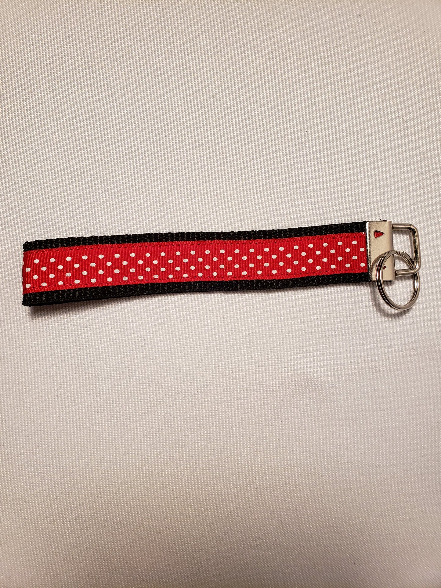 White Polka Dots on Red Key Fob