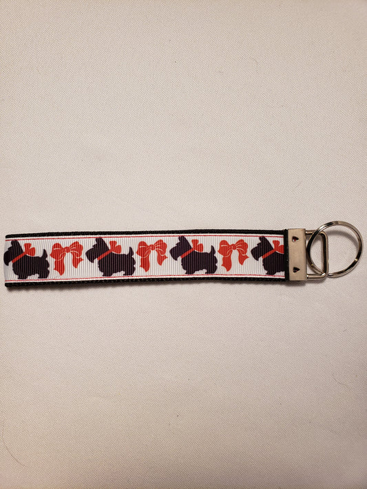 Scottie Dogs in Bows Key Fob