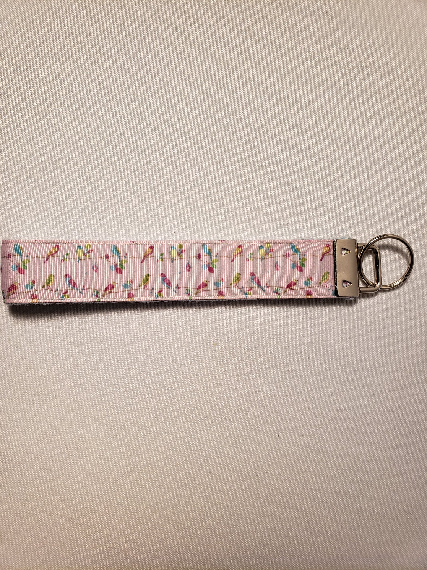 Birds on Pale Pink Key Fob