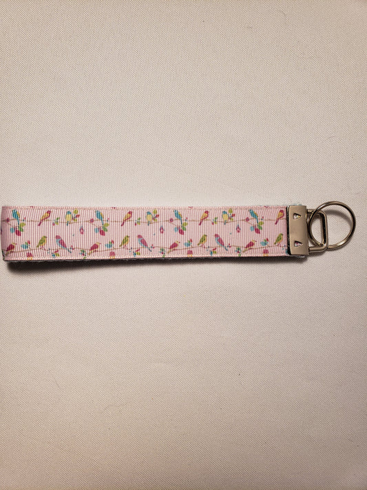 Birds on Pale Pink Key Fob