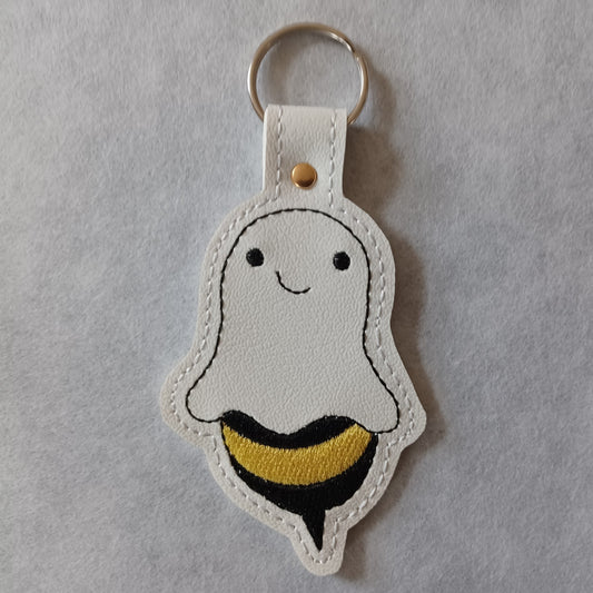 Boo Bee Ghost Embroidered Vinyl Key Ring