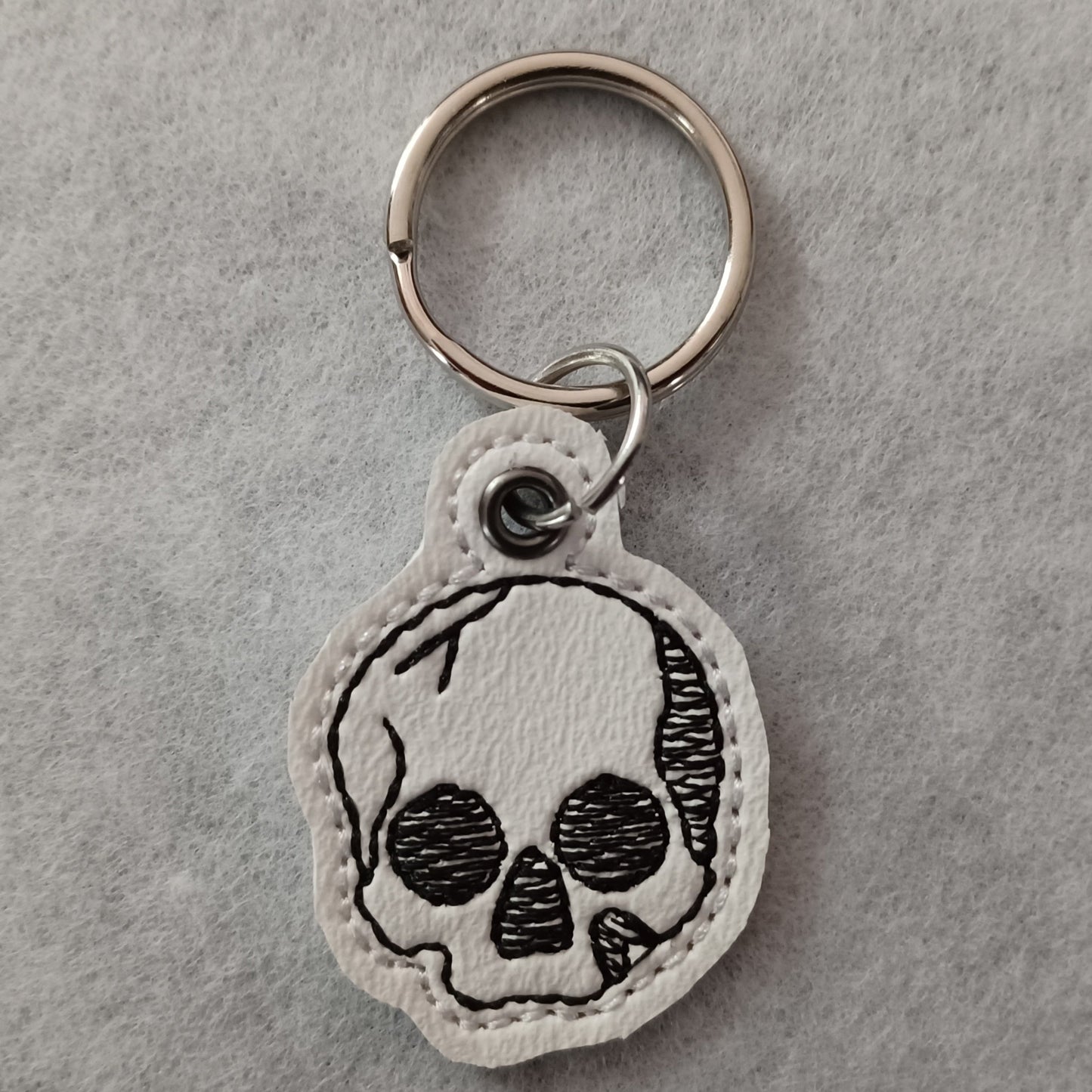 Skull Embroidered Vinyl Mini Key Ring