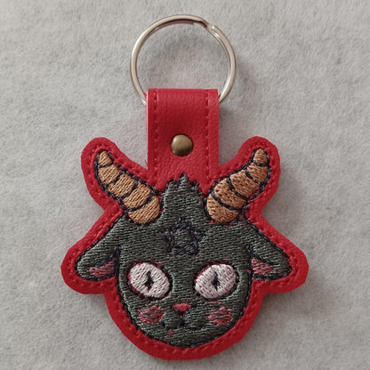 Baphomet Goat Embroidered Vinyl Key Ring