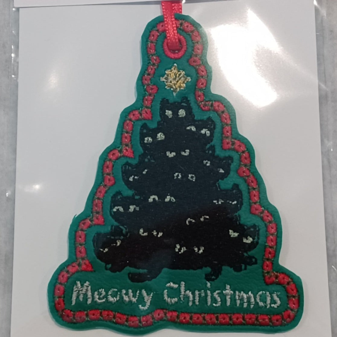 "Meowy Christmas" Glow-in-the-Dark Cat Tree Ornament