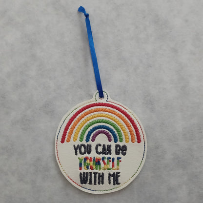 "You Can Be Yourself With Me" Rainbow Embroidered Ornament