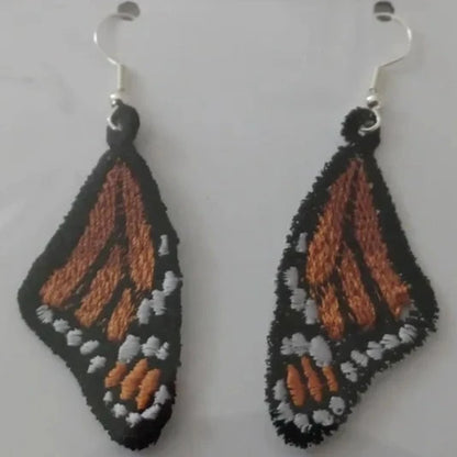 Monarch Wing Free-Standing Lace Embroidered Earrings