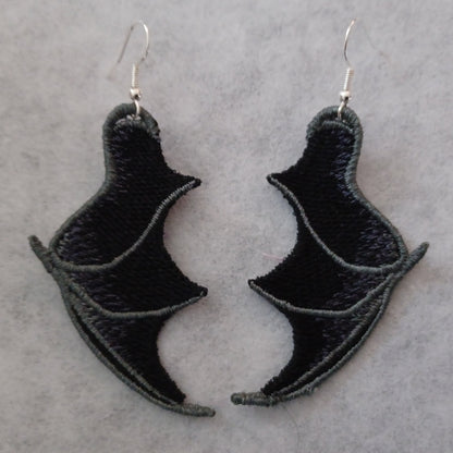 Bat Wing Free-Standing Lace Embroidered Earrings