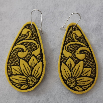 Summer Sunflower Embroidered Earrings