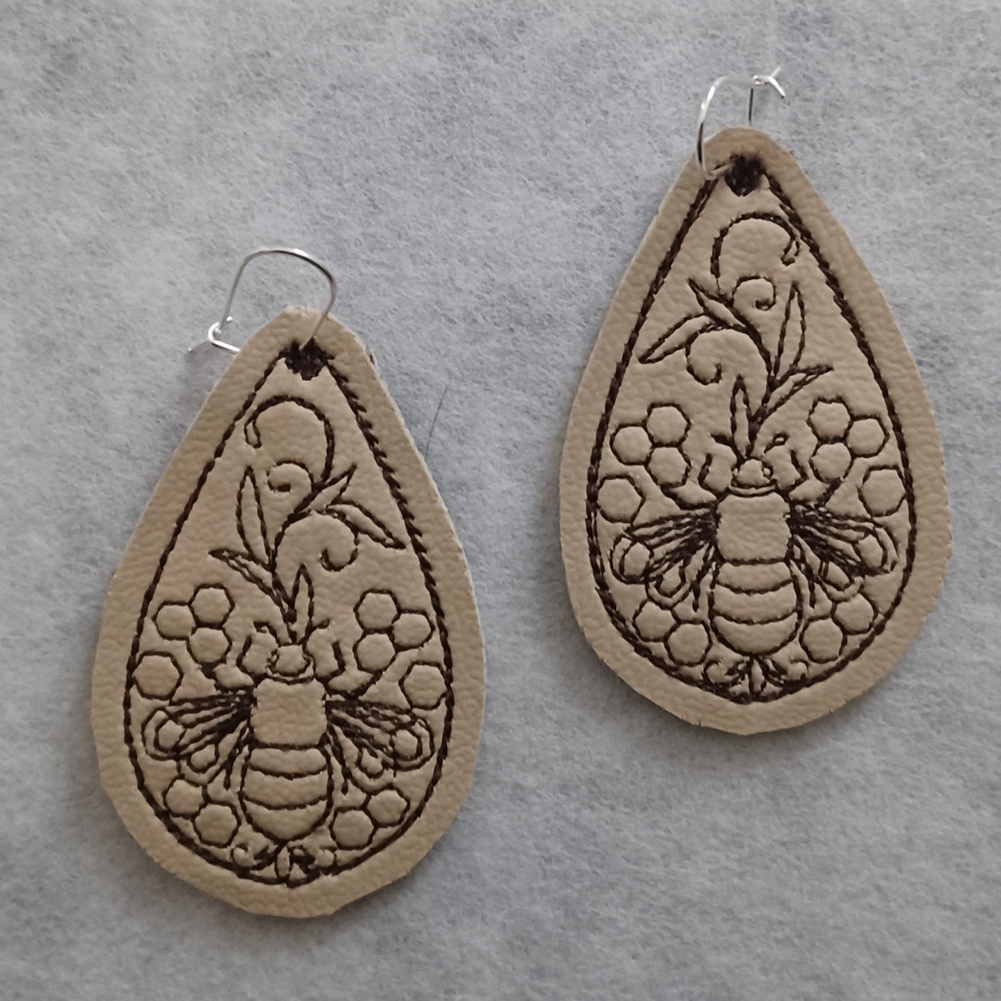 Bumble Bee Embroidered Earrings