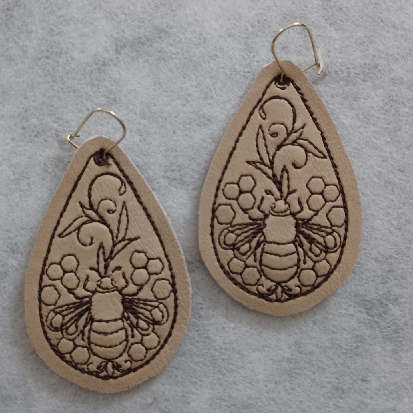 Bumble Bee Embroidered Earrings