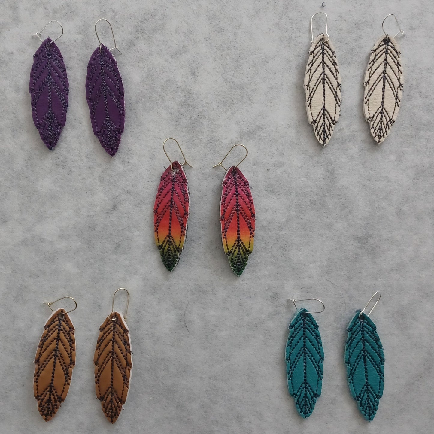 Feather Embroidered Earrings