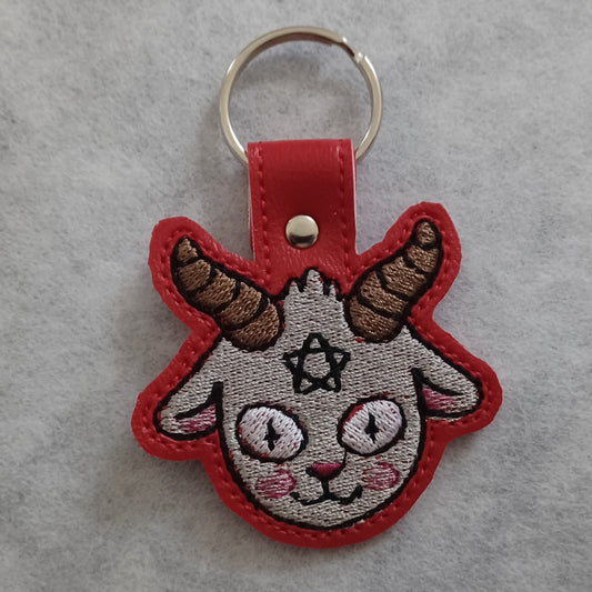 Baphomet Goat Embroidered Vinyl Key Ring