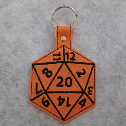 D20 Embroidered Vinyl Key Ring
