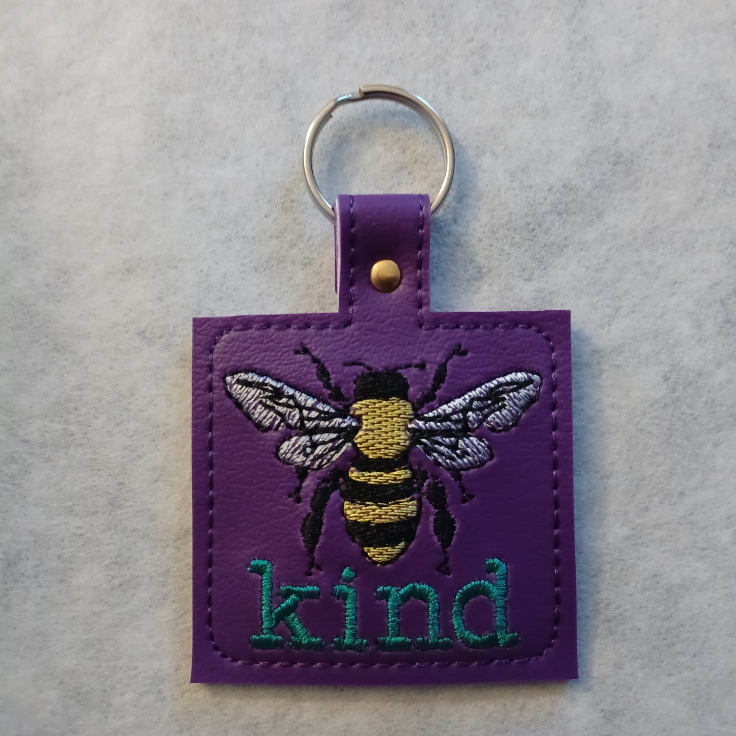 Bee Kind Embroidered Vinyl Key Ring