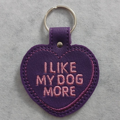 Conversation Heart Pet Embroidered Vinyl Key Ring