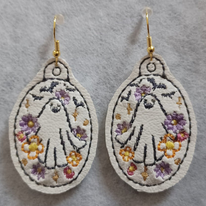 Floral Ghost Embroidered Earrings