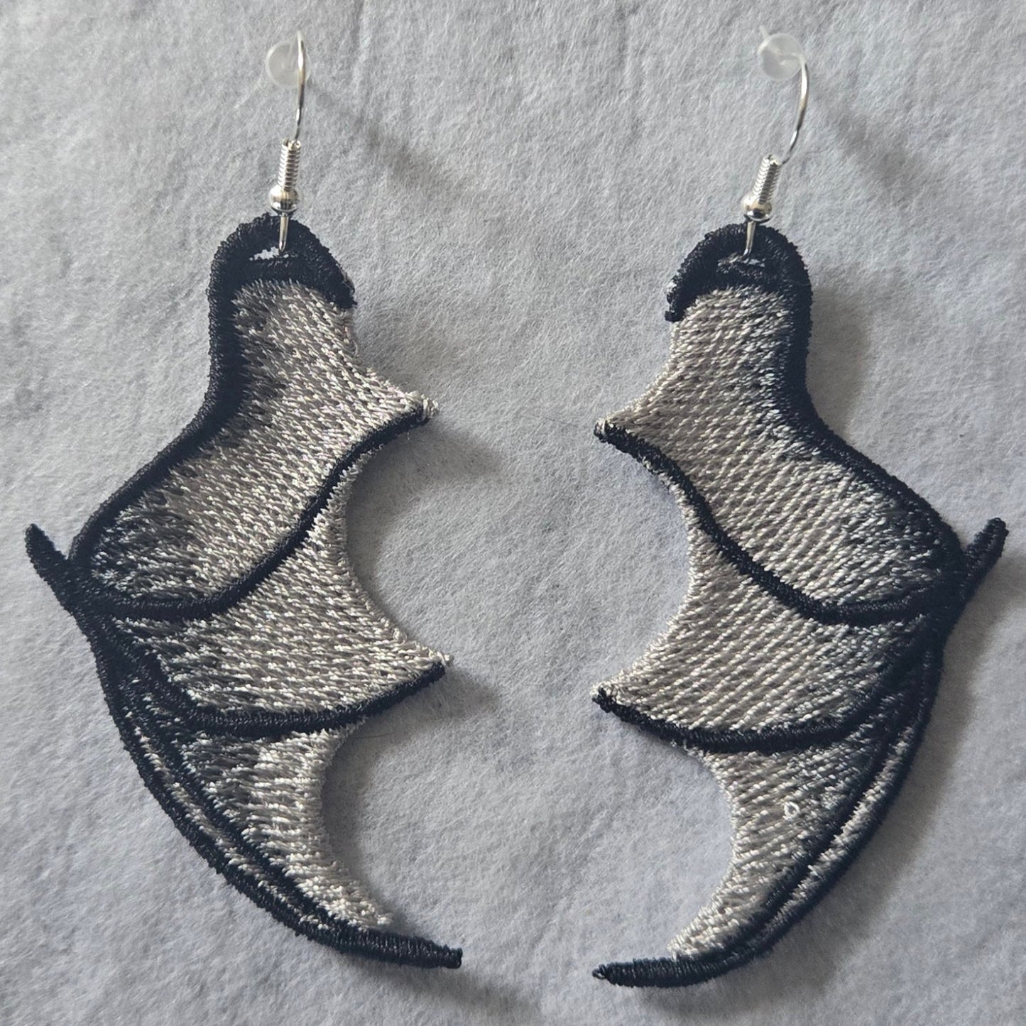 Bat Wing Free-Standing Lace Embroidered Earrings