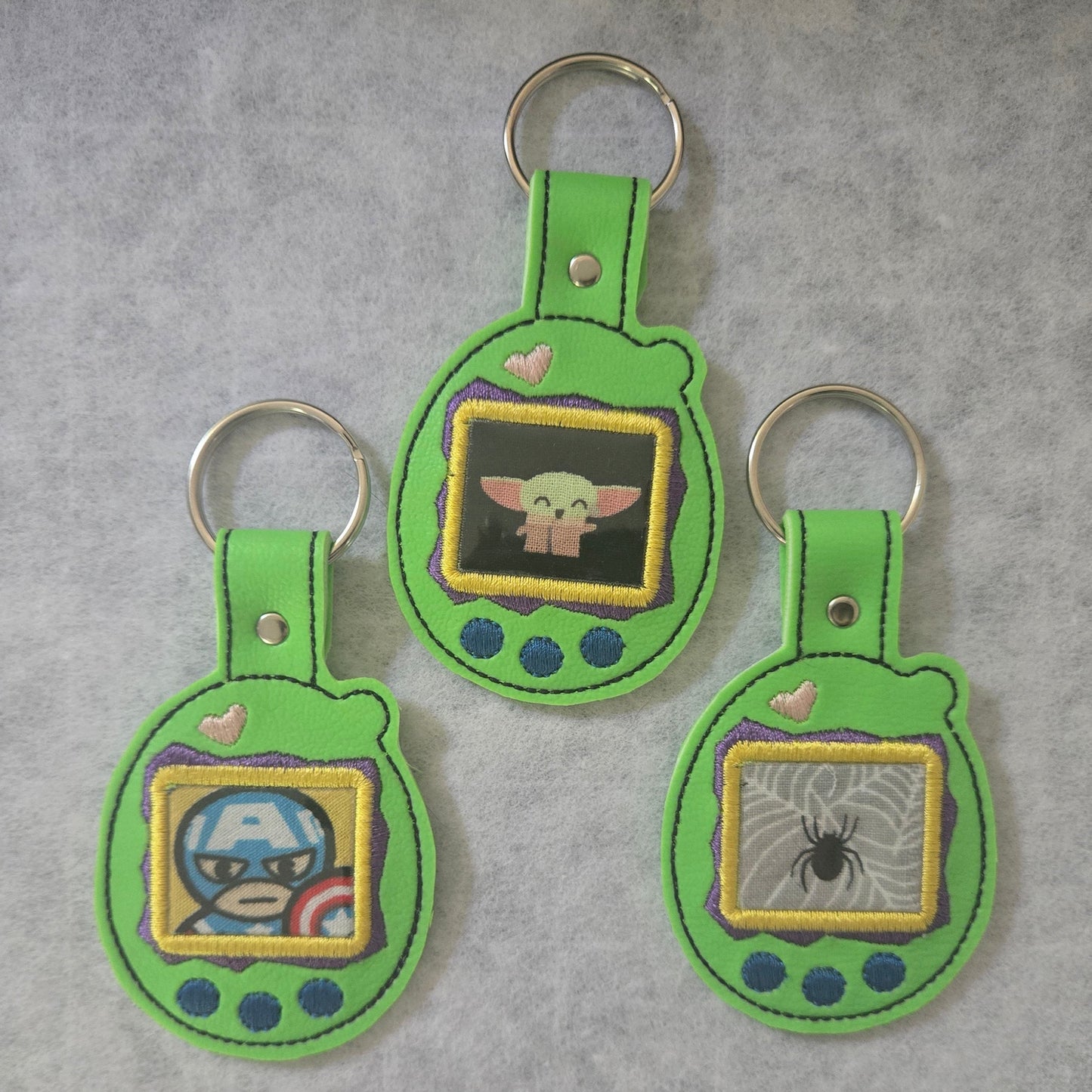 90s Digital Toy Embroidered Vinyl Key Ring