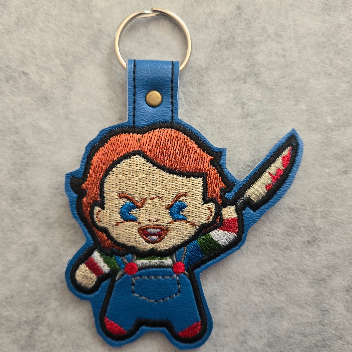 Chibi Evil Doll Embroidered Vinyl Key Ring