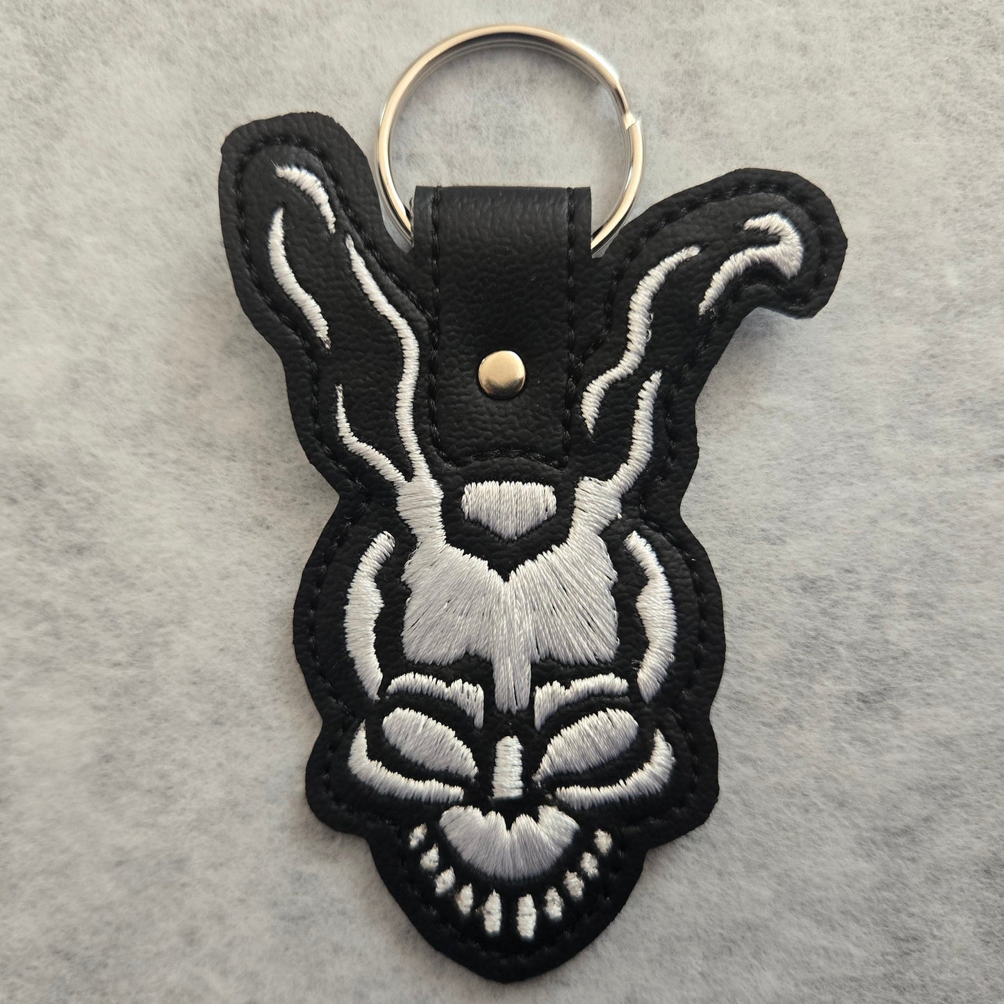 Scary Bunny Embroidered Vinyl Key Ring