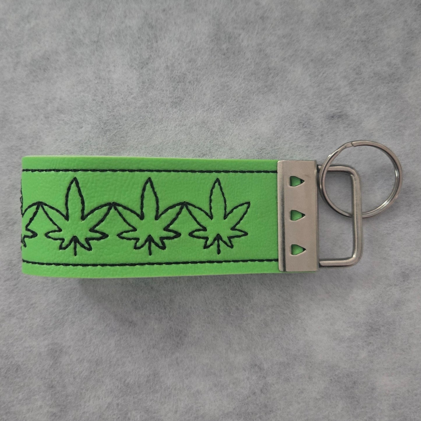 Leaves Embroidered Vinyl Key Fob