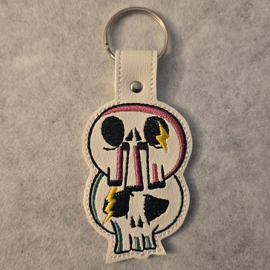 Skull Stack Embroidered Vinyl Key Ring